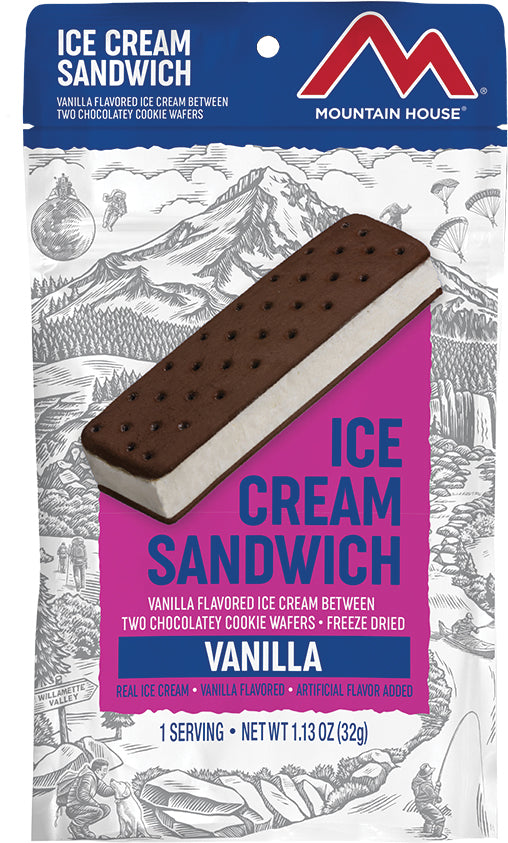 Mountain House Vanilla Ice Cream Sandwich CL Meals - Delicious Snacks & Desserts for Outdoor Adventures