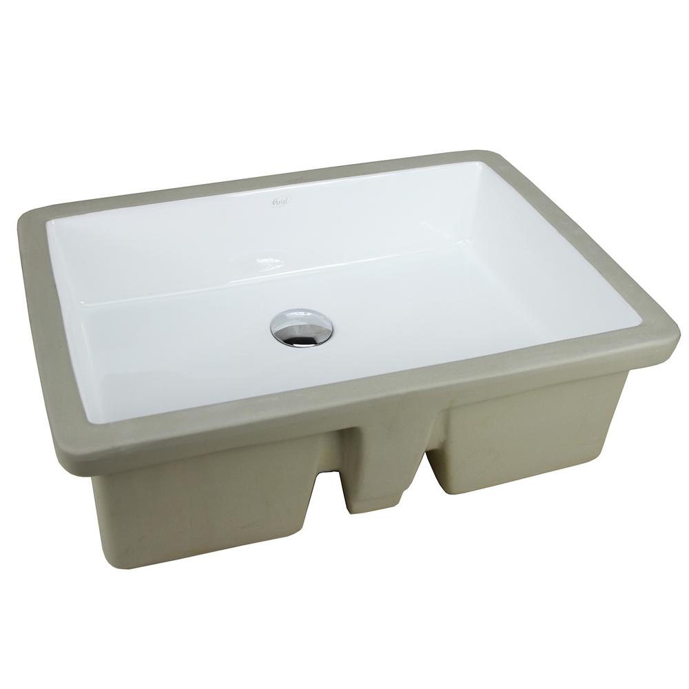 22-1/8 in. x 15-3/4 in. Rectrangle Undermount Vitreous Glazed Ceramic Lavatory Vanity Bathroom Sink Pure White