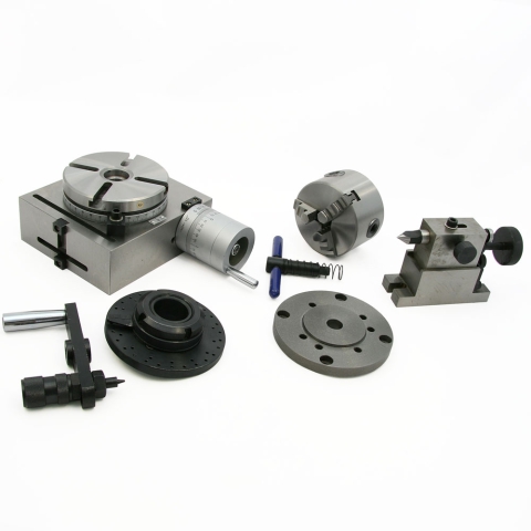 Rotary Table, 4" with Tailstock, Dividing Plate, & 3-Jaw Lathe Chuck
