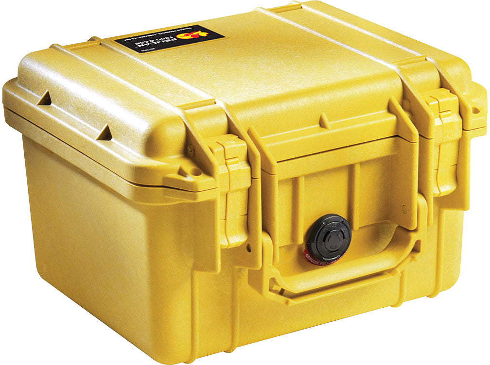 Premium Waterproof Pelican 1300 Cases in Orange, Yellow, Silver & Black – Durable, Airtight, Pressure-Relief Design for Gear Protection