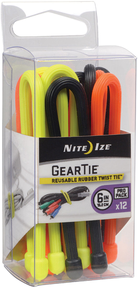 Nite Ize Gear Tie ProPack Assorted Reusable Flexi-Ties for Camping, Tent, and Gear Securing — Durable, Flexible, Metal & Rubber Construction