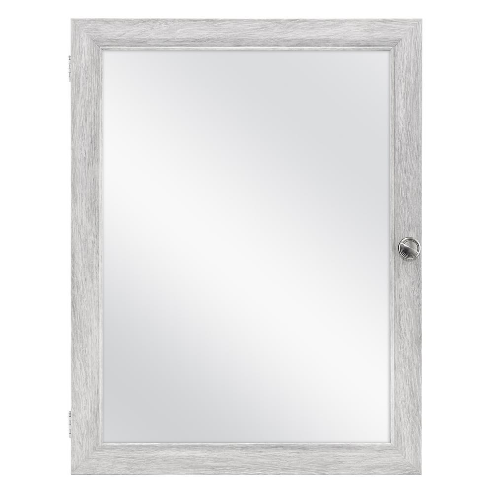 20 in. x 26 in. Recessed or Surface Mount Framed Medicine Cabinet in Gray