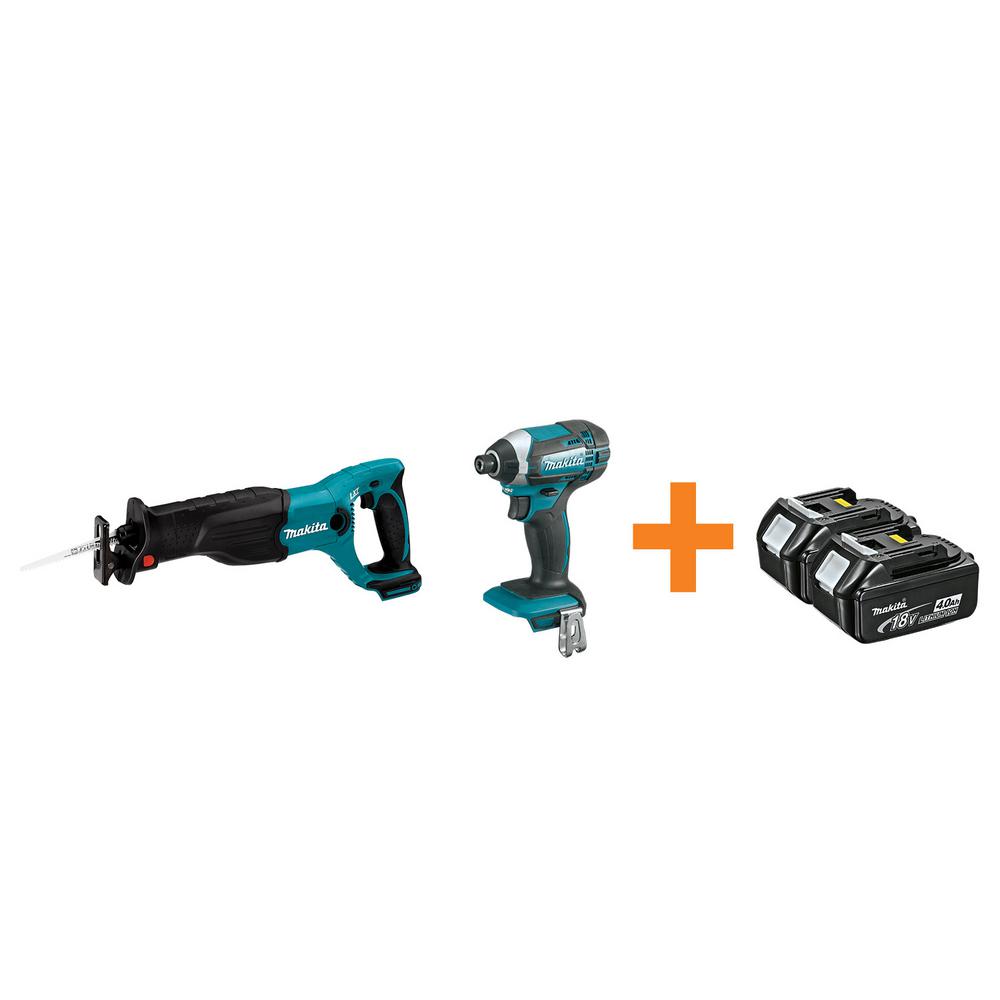 18-Volt LXT Lithium-Ion Cordless Reciprocal Saw and Impact Driver with Free 4.0Ah Battery (2-Pack)