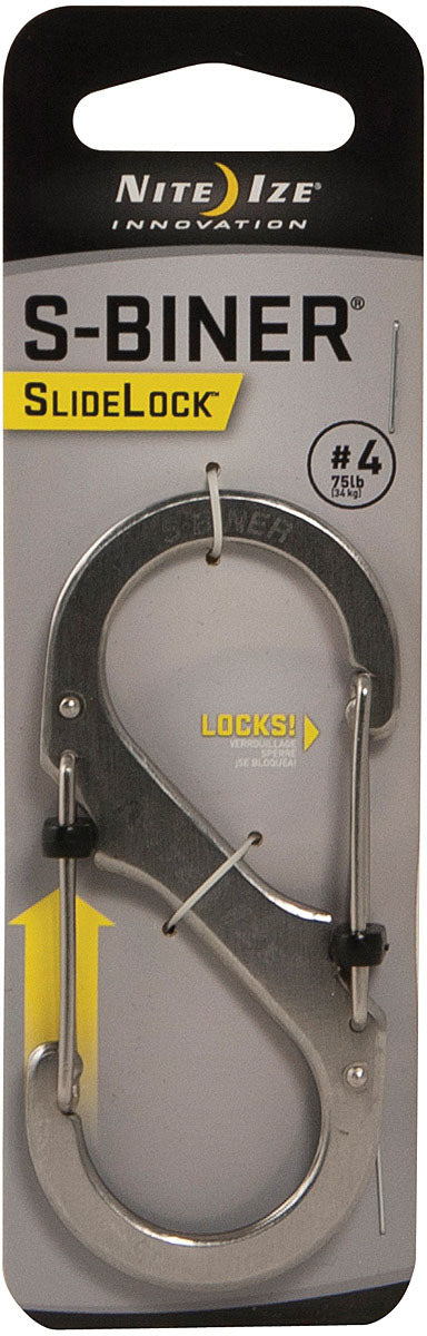 Nite Ize Slidelock S-biners Slidelock Steel S-biner #4 Ss Accessory Carabiners