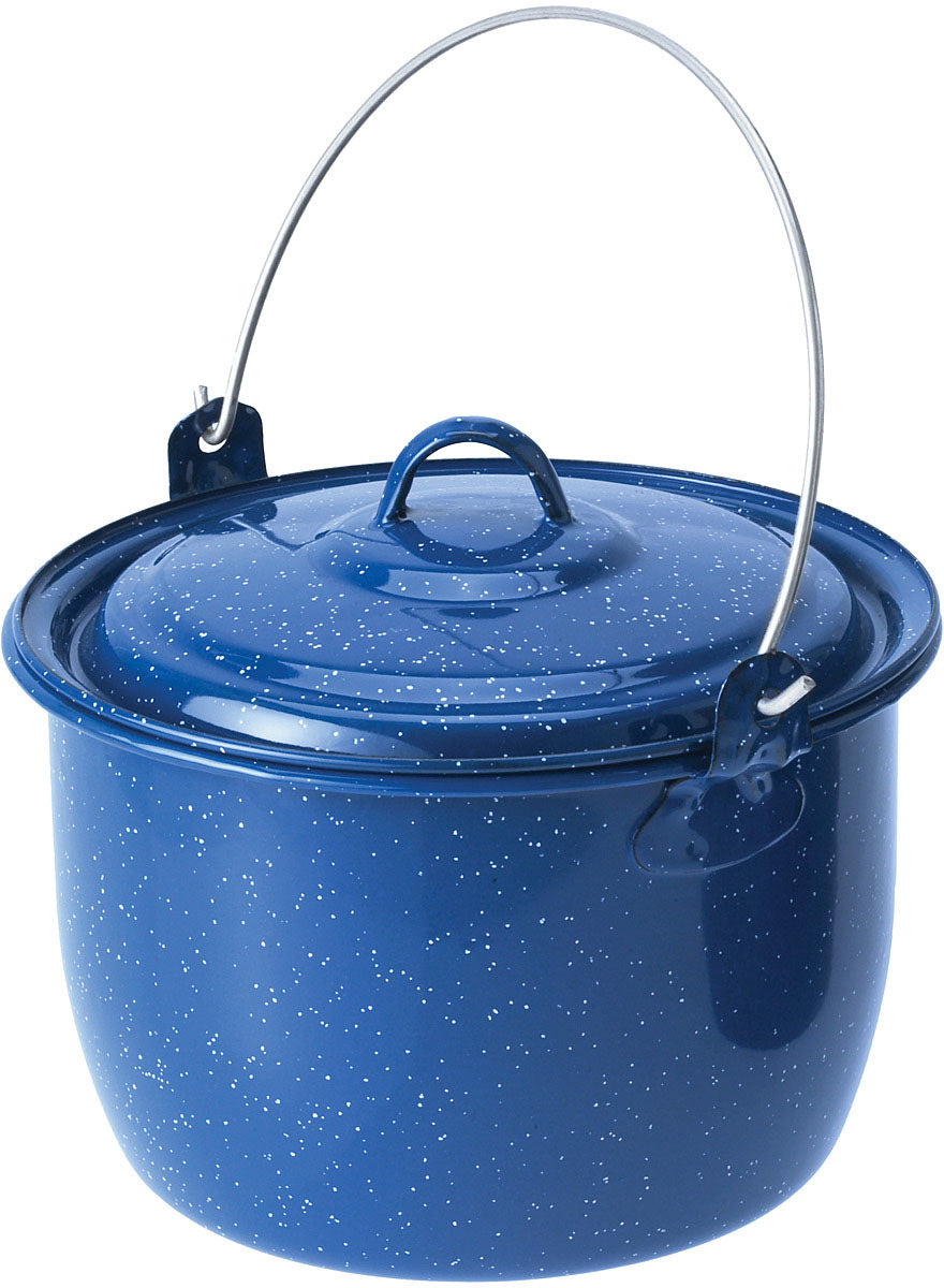 Vintage Charm meets Modern Functionality: GSI Enamelware Blue Convex Kettle 3 Qt - Complete your Tableware Set in Style!