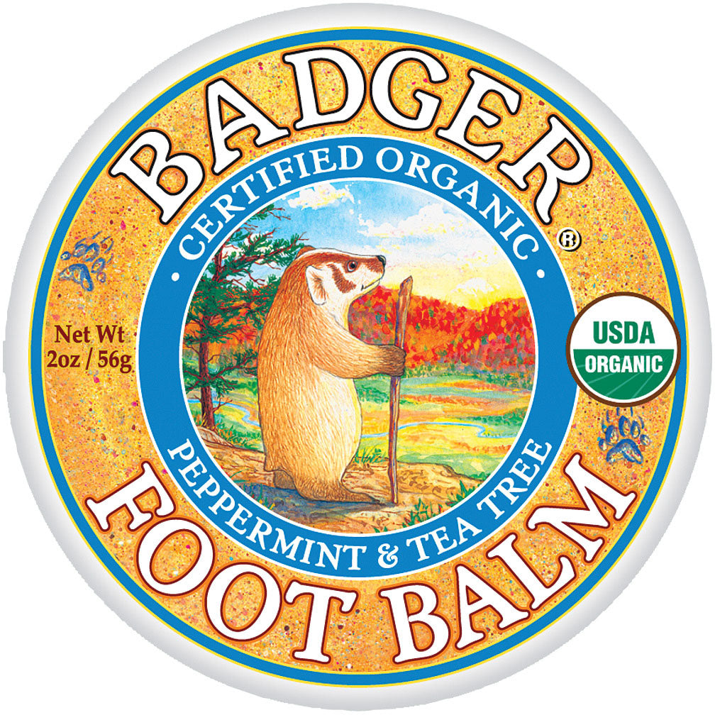 Badger Foot Balm – Soothing, Natural Moisturizer for Dry & Cracked Feet, Peppermint & Botanical Ingredients, Available in 2oz & 0.75oz Tin