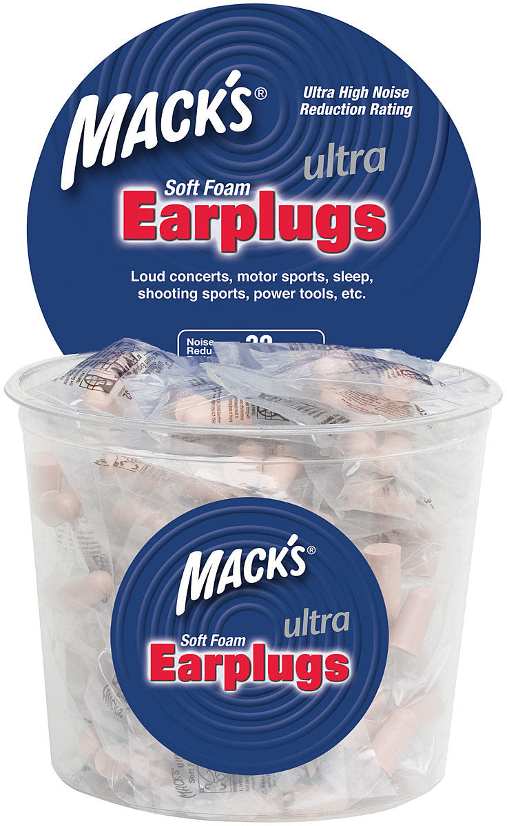 Premium Soft Foam Earplugs by Mack’s – Noise Reduction 32dB, Comfortable Molded Design for Sleep, Concerts, Shooting, Motor Sports & Power Tools