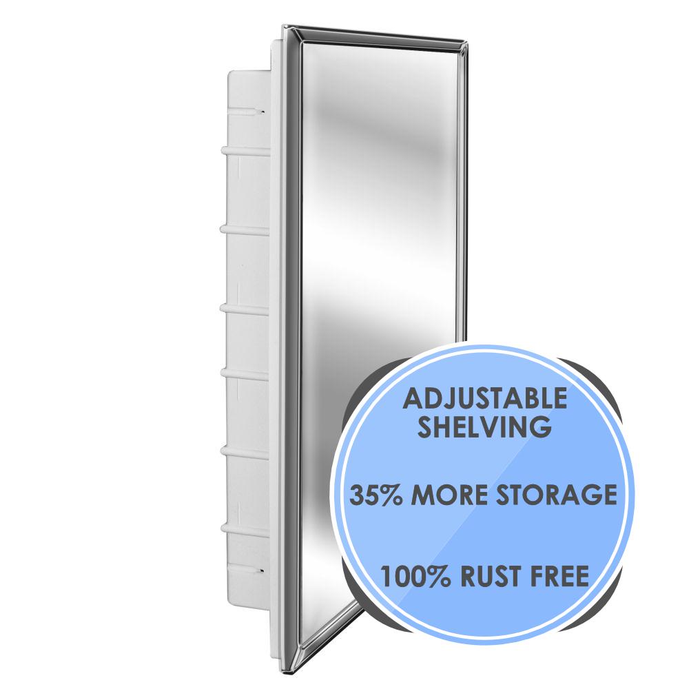 Spacecab 16 in. x 26 in. x 3-1/2 in. Framed Recessed 1-Door Medicine Cabinet with 6-Shelves and Chrome Frame Mirror