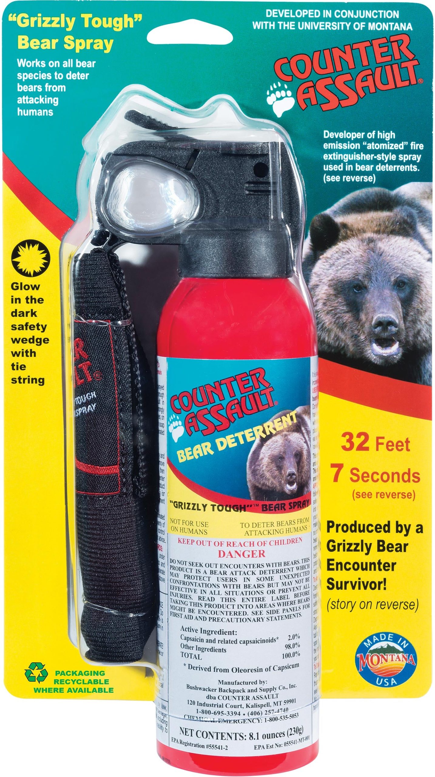 Counter Assault Bear Deterrent 8.1 Oz Bear Spray with Holster - Ultimate Self Defense Protection