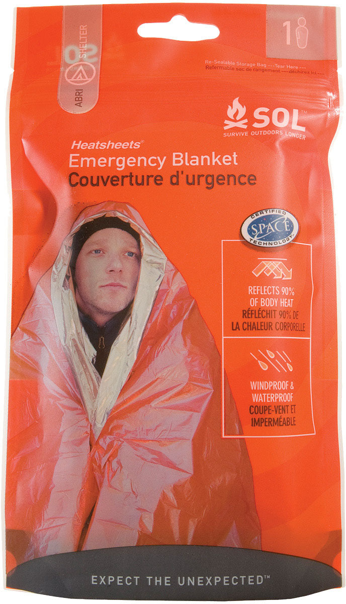 Emergency Bivvy and Survival Blanket 2-Pack | Reflects 90% Body Heat, Reusable, Bright Orange Polyethylene, Compact Emergency Shelter & First-Aid Gear