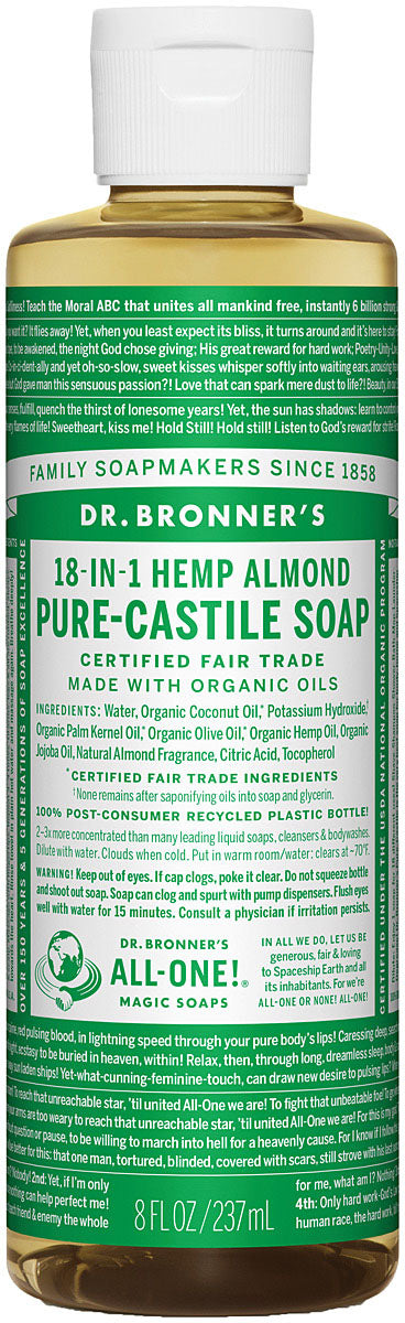 Dr. Bronner's Almond Liquid Soap & Shampoo - 8 oz All-in-One Cleanser