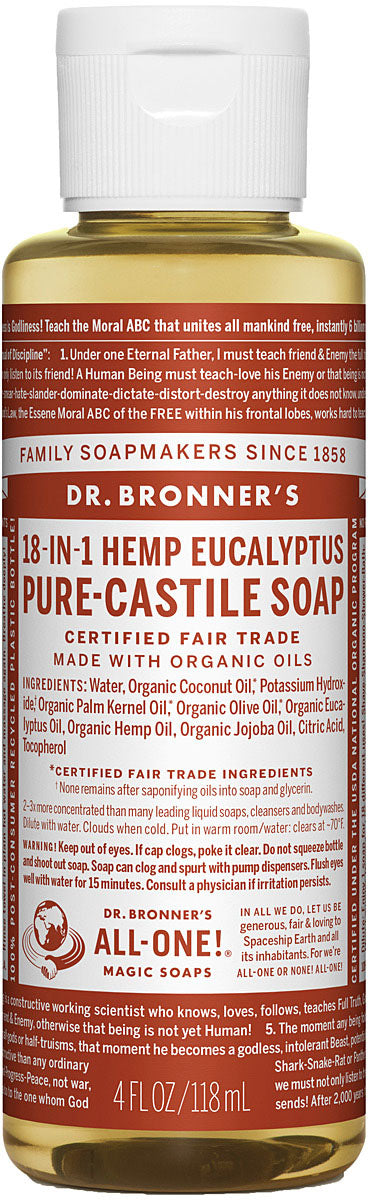 Dr. Bronner's Eucalyptus Liquid Soap & Shampoo - 4 oz All-in-One Cleanser
