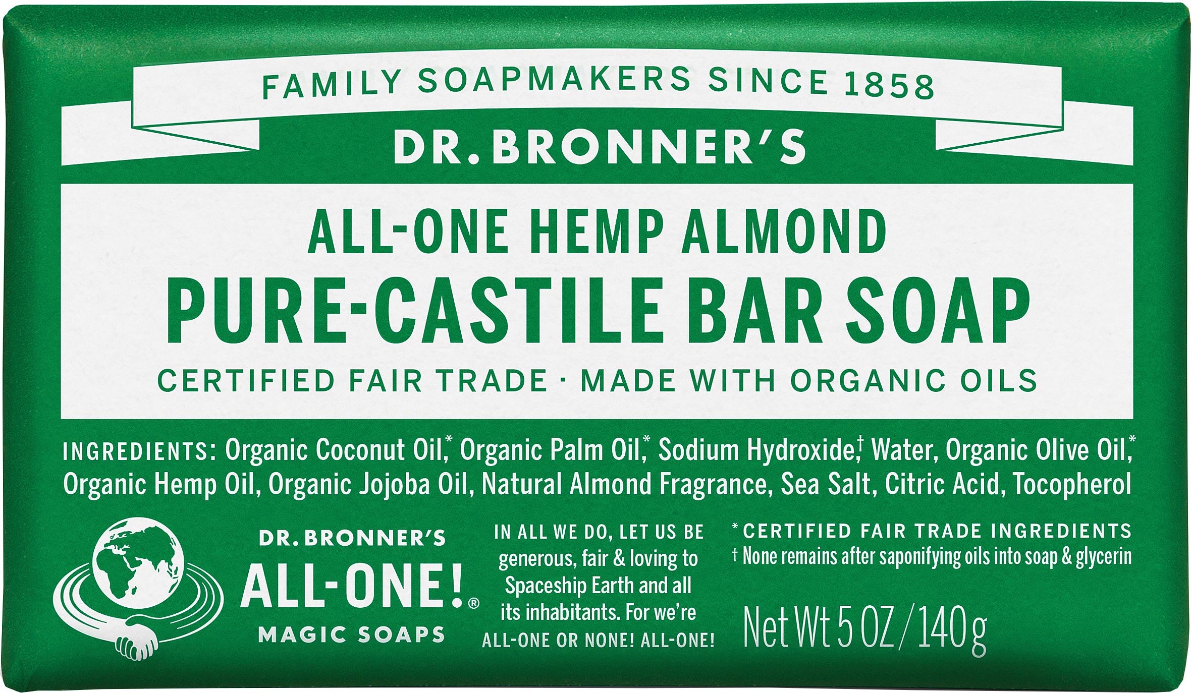Dr. Bronner's Almond Liquid Soap: Versatile Bar Soap for Body and Hair Care