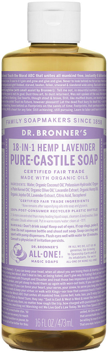 Dr. Bronner's Lavender Liquid Soap & Shampoo - 16 oz All-in-One Cleanser