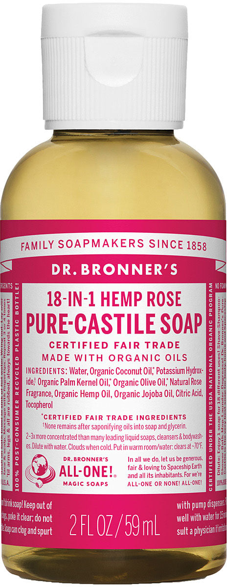 Dr. Bronner's Rose Liquid Soap & Shampoo - 2 oz Travel Size