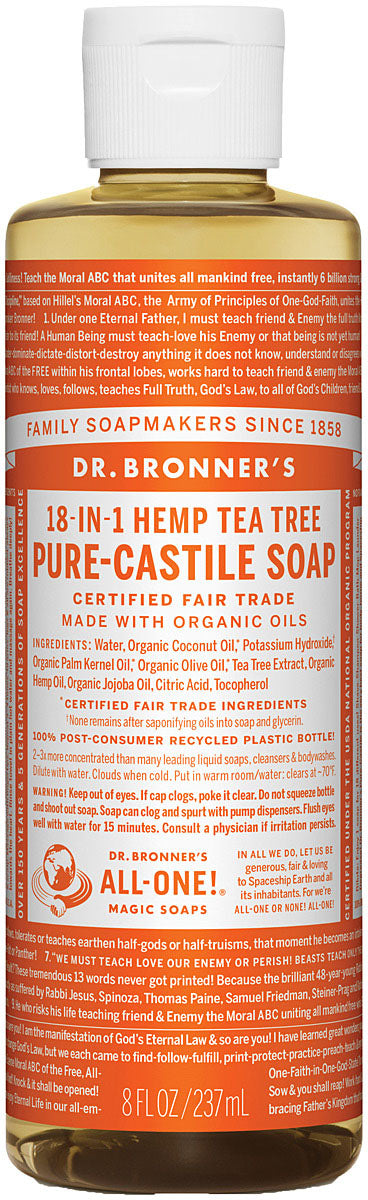 Dr. Bronner's Tea Tree Liquid Soap & Shampoo - 8 oz All-in-One Cleanser