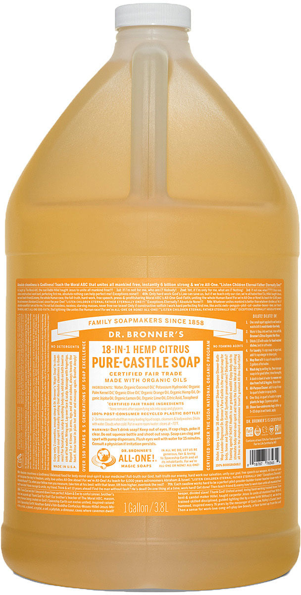 Dr. Bronner's Citrus Gallon Liquid Soap: Versatile Soap & Shampoo Combo