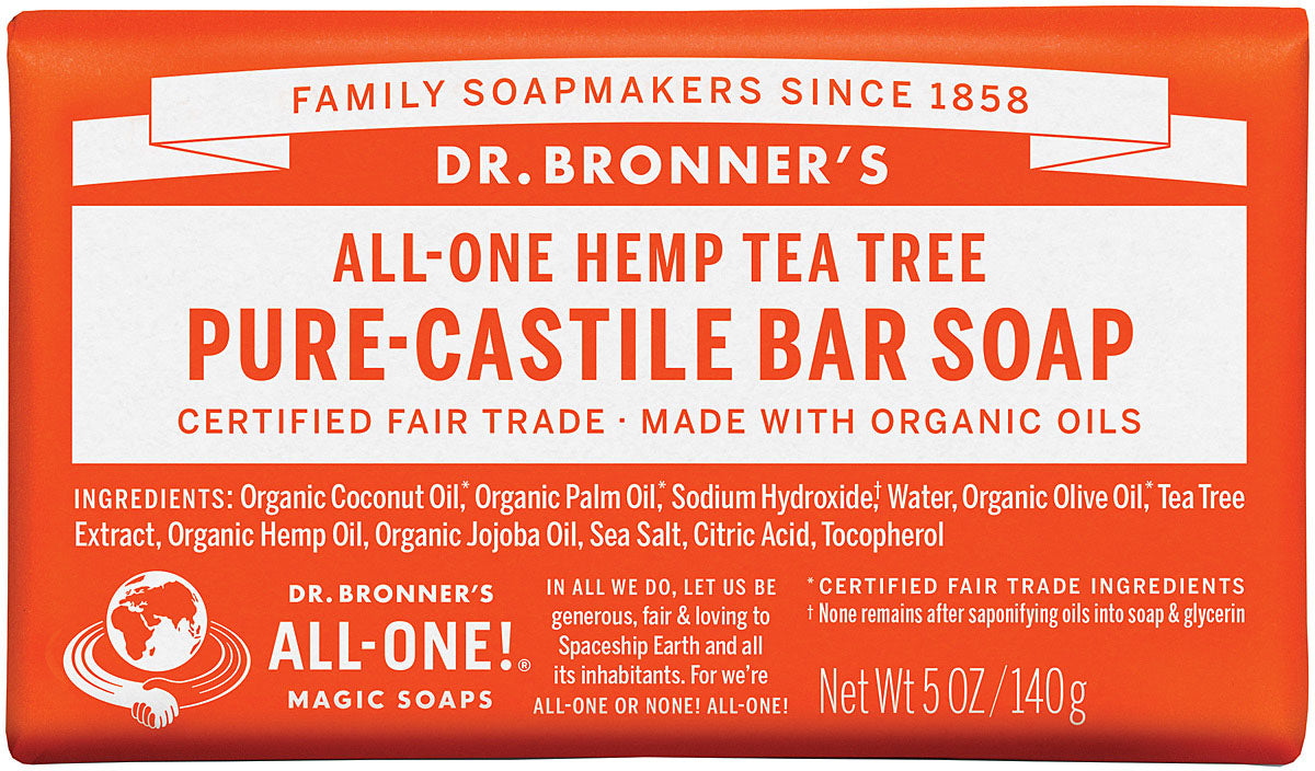Dr. Bronner's Tea Tree Liquid Soap: All-in-One Bar Soap and Shampoo Combo