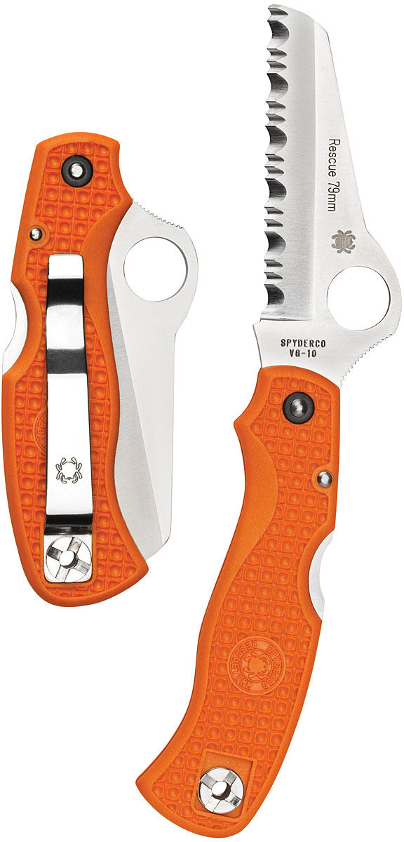 Spyderco Rescue Knives 79mm - High-Carbon Blade, Zytel Handle, Sheepsfoot Design for Emergency & Rescue Situations