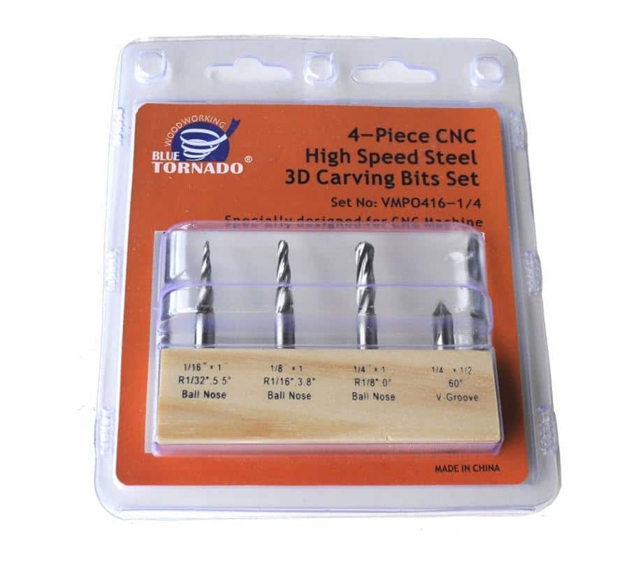4-Piece 2D/3D HSS Carving Bit Set