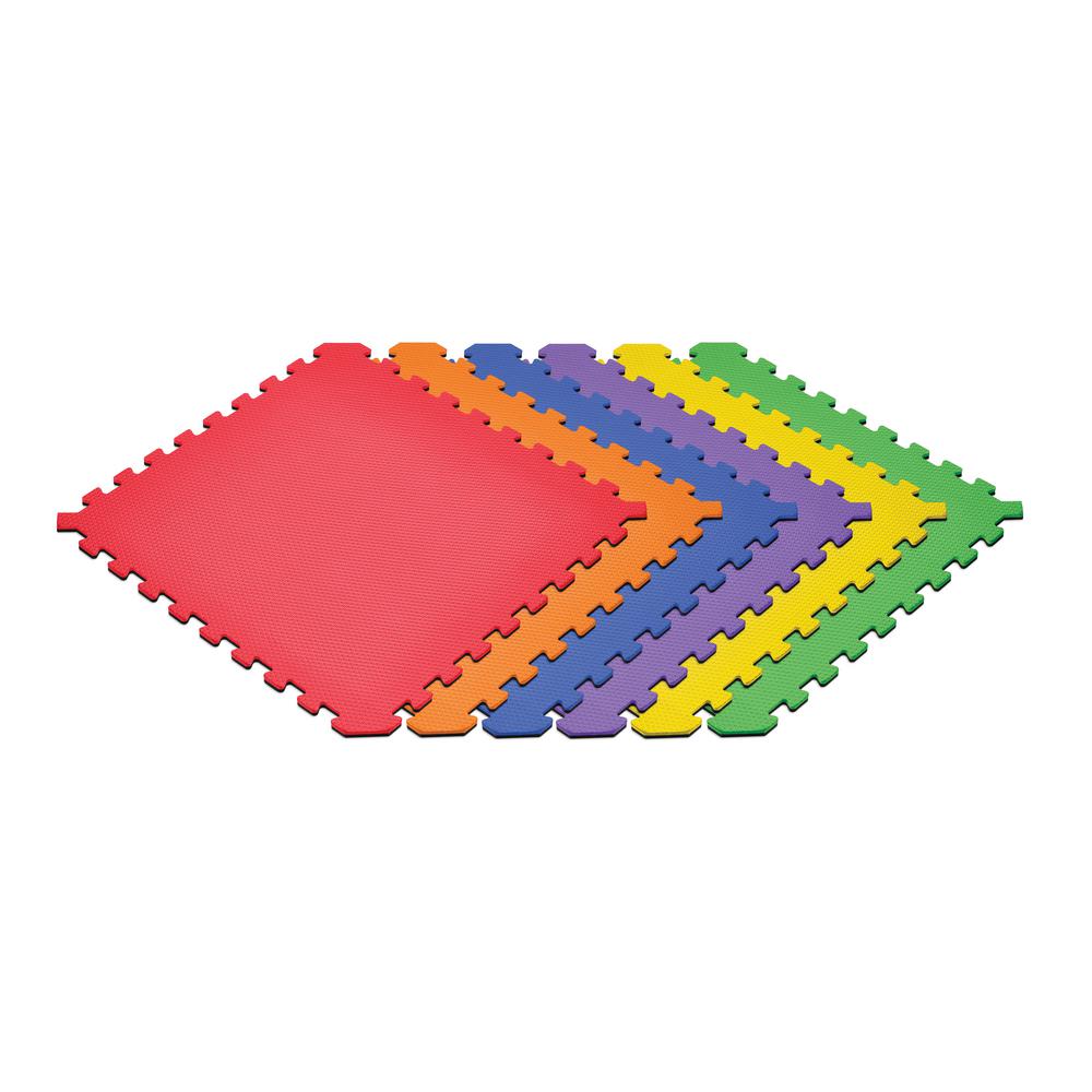 Norsk Rainbow Pack/Black 24 in. x 24 in. EVA Foam Truly Reversible Interlocking Tile (36-Tile)
