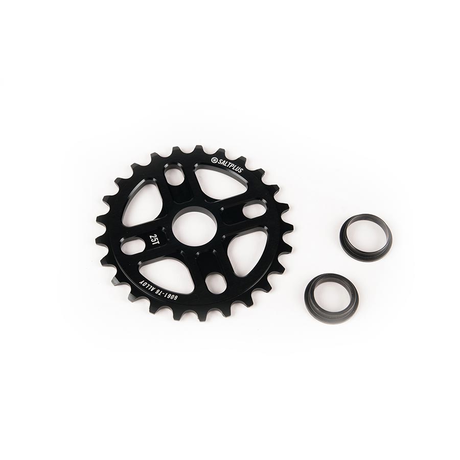 Salt Plus Manta Aluminum Chainrings – CNC Machined 6061-T6 BMX Bike Chainring with Optional 25T & 28T Teeth, Durable Black Finish, Spindle Adapters