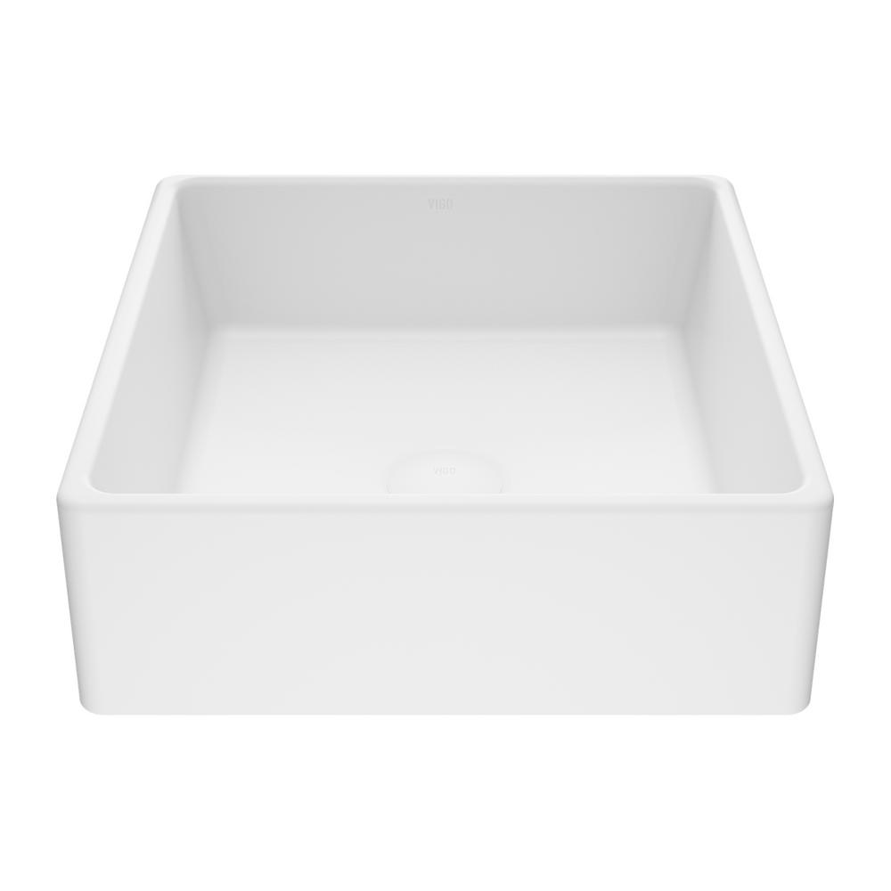 VIGO Dianthus Handmade Matte Stone Square Vessel Bathroom Sink in Matte White