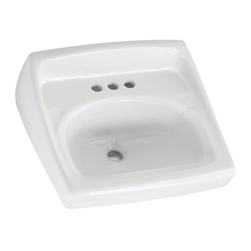American Standard Lucerne Wall Hung Bathroom Sink in White with 4 in. Faucet Holes and Less Overflow