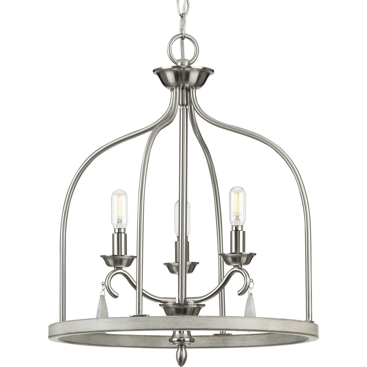 Progress Lighting Vinings 3-Light Brushed Nickel Transitional Lantern Medium Hanging Pendant Light