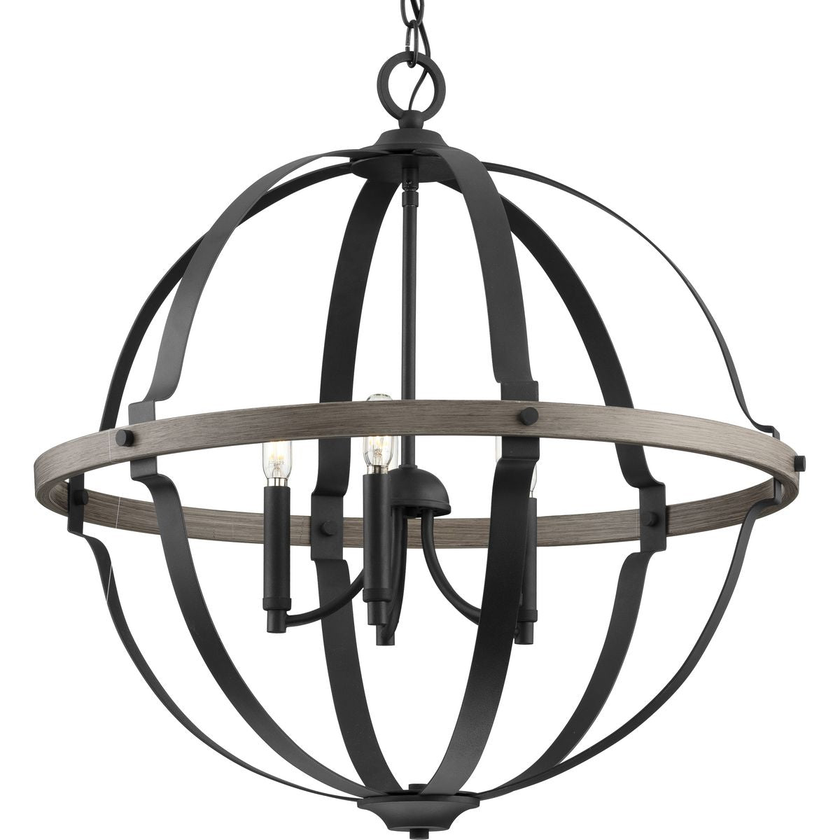 Progress Lighting Lockhart 5-Light Matte Black Farmhouse Geometric Large Hanging Pendant Light