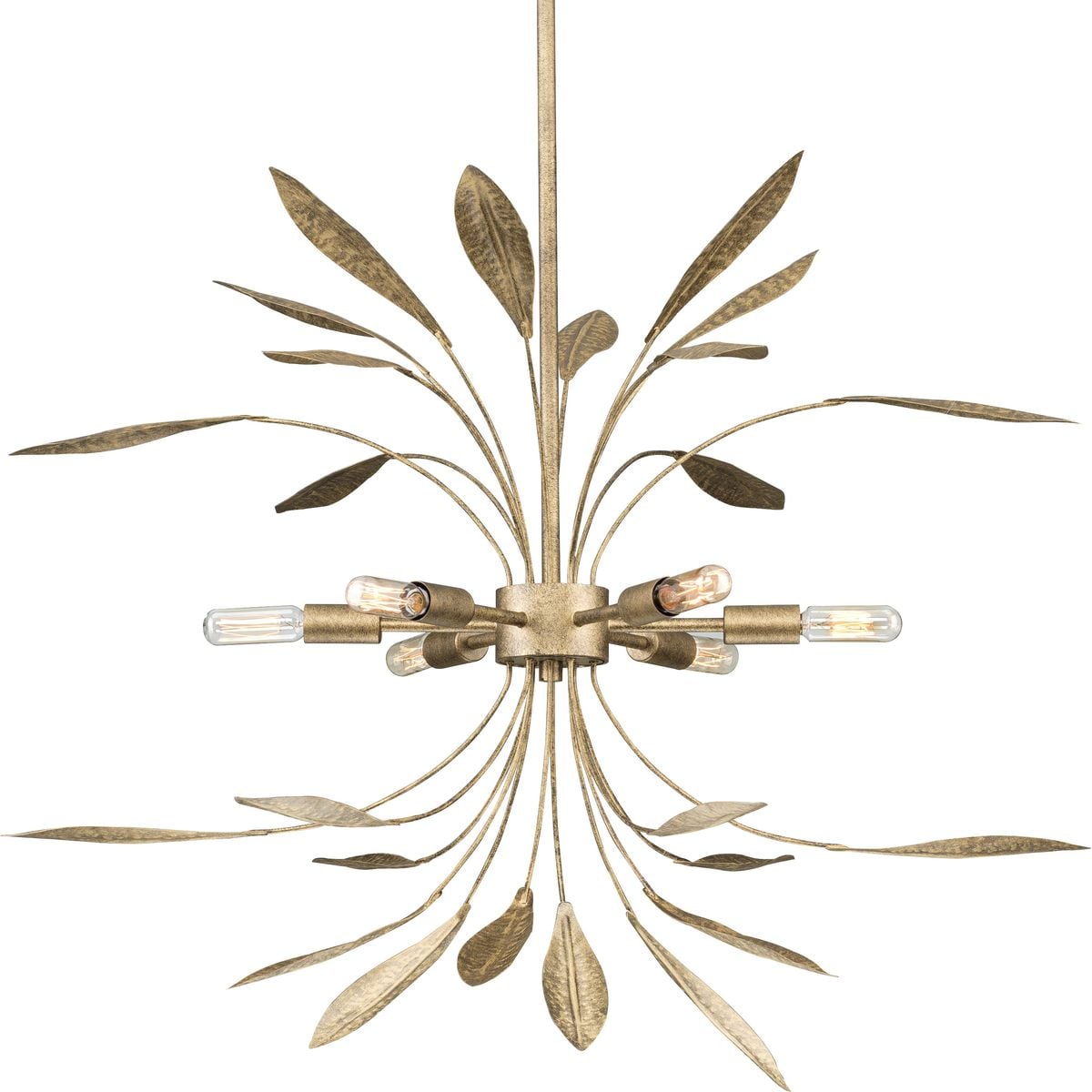 Progress Lighting Mariposa 6-Light Antique Gold Glam Geometric Large Hanging Pendant Light