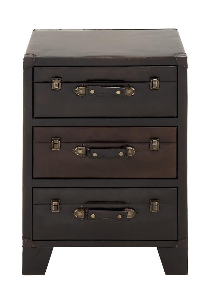 Grayson Lane Dark Brown Vintage Faux Leather 3-Drawer Accent Chest