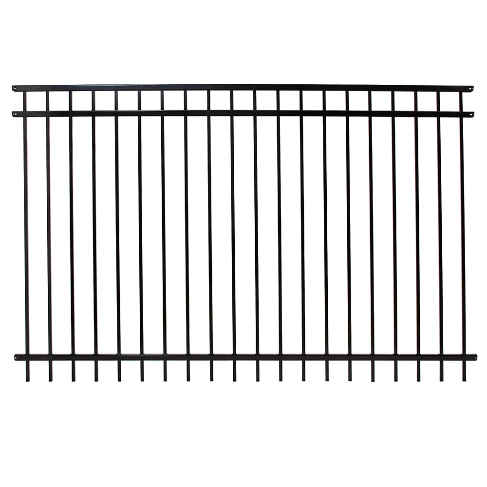Fortress Building Products Versai 5-ft H x 8-ft W Gloss Black Steel Spaced Picket Flat-top Privacy Fence Panel