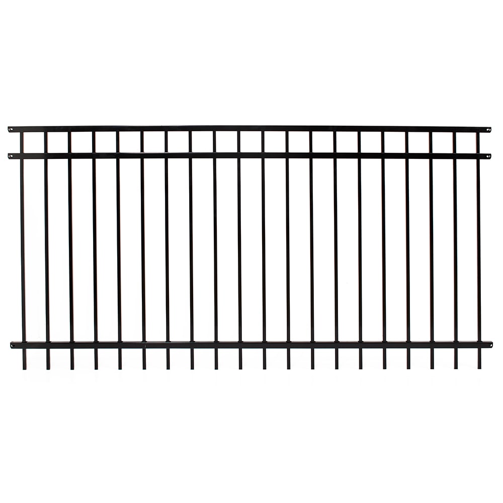 Fortress Building Products Versai 4-ft H x 8-ft W Gloss Black Steel Spaced Picket Flat-top Privacy Fence Panel