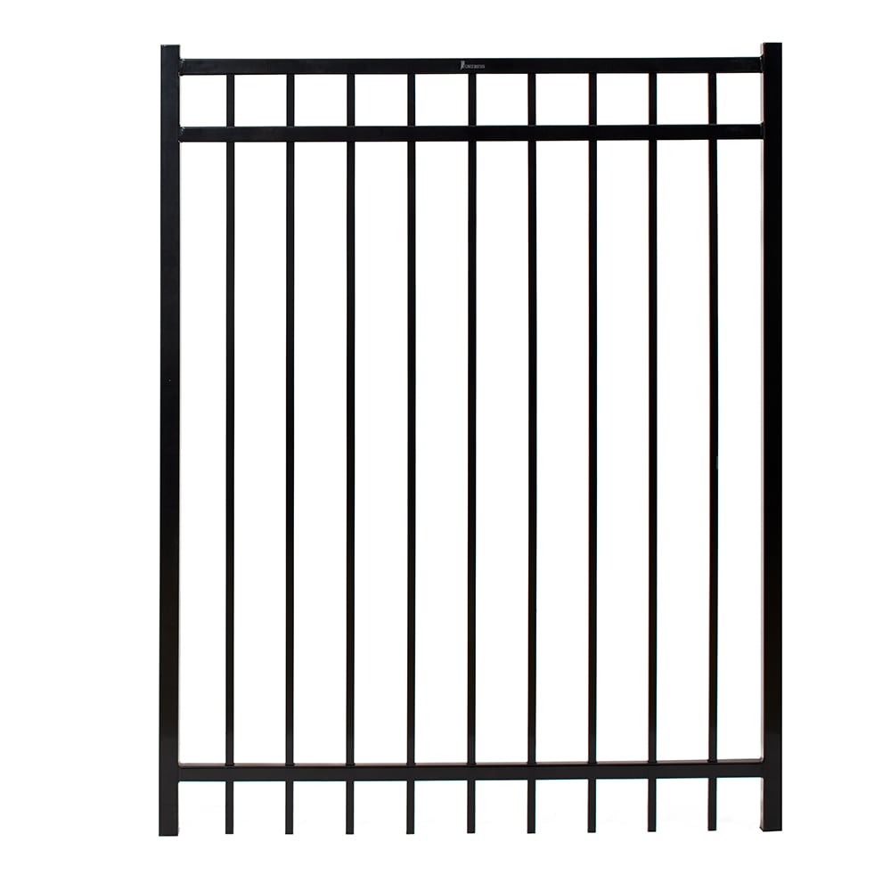 Fortress Building Products Versai 5-ft H x 4-ft W Gloss Black Powder-coated Galvanized Steel Spaced Picket Flat-top Privacy Walk-thru Fence Gate