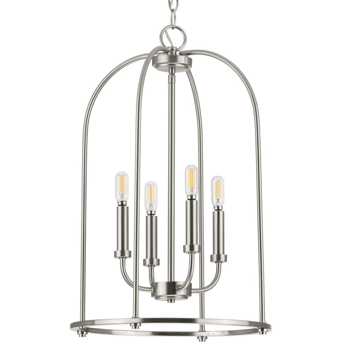 Progress Lighting Leyden 4-Light Brushed Nickel Transitional Lantern Medium Hanging Pendant Light