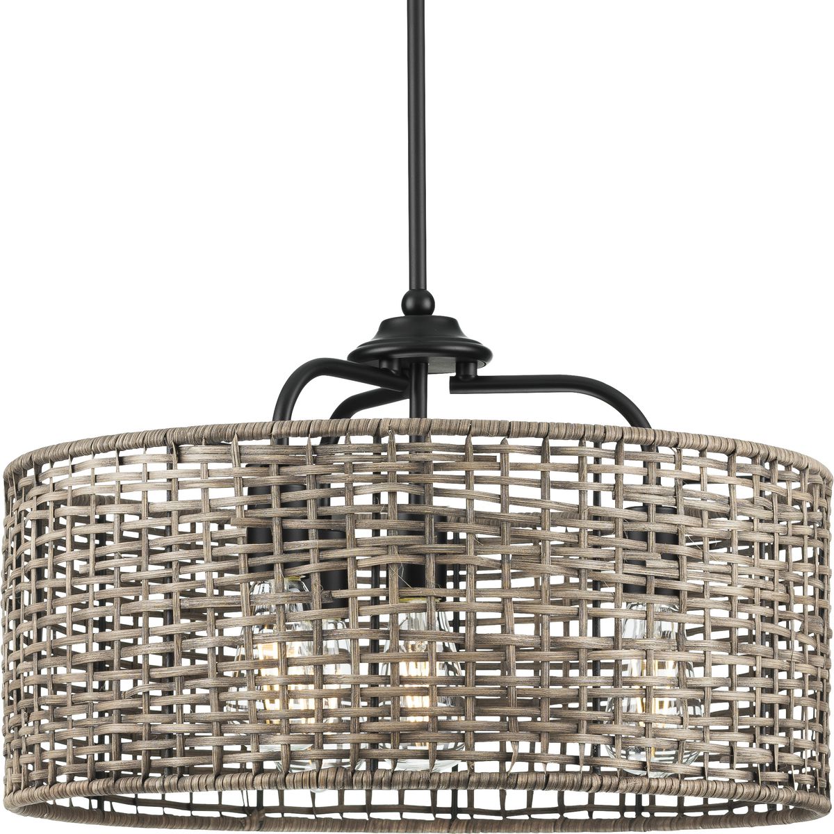 Progress Lighting Lavelle 4-Light Matte Black Rustic Drum Medium Hanging Pendant Light