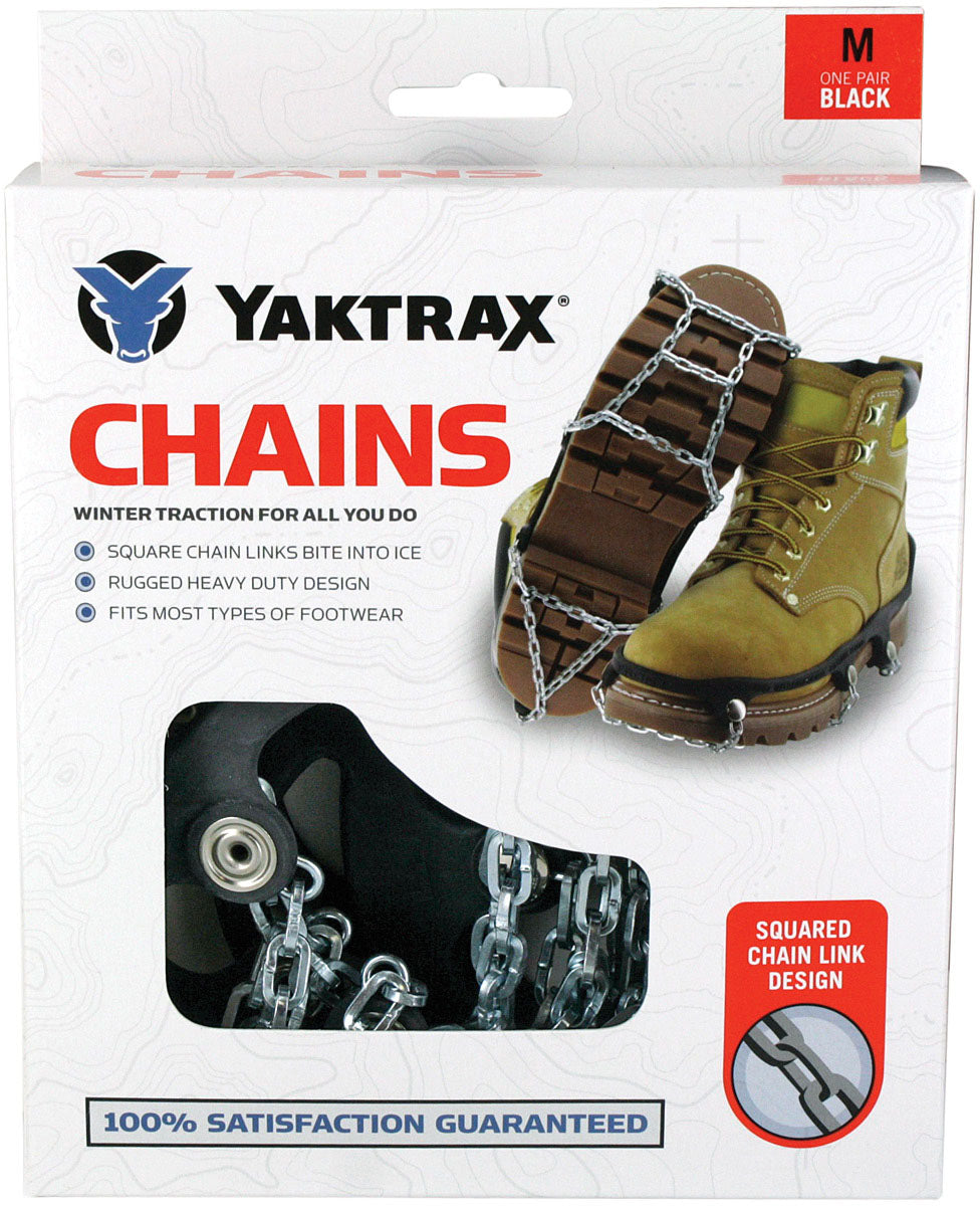 Yaktrax Winter Snow & Ice Traction Chains – Durable Steel Links, Flexible Rubber Sling, All-Conditions Stability, Extended Comfort & Safety