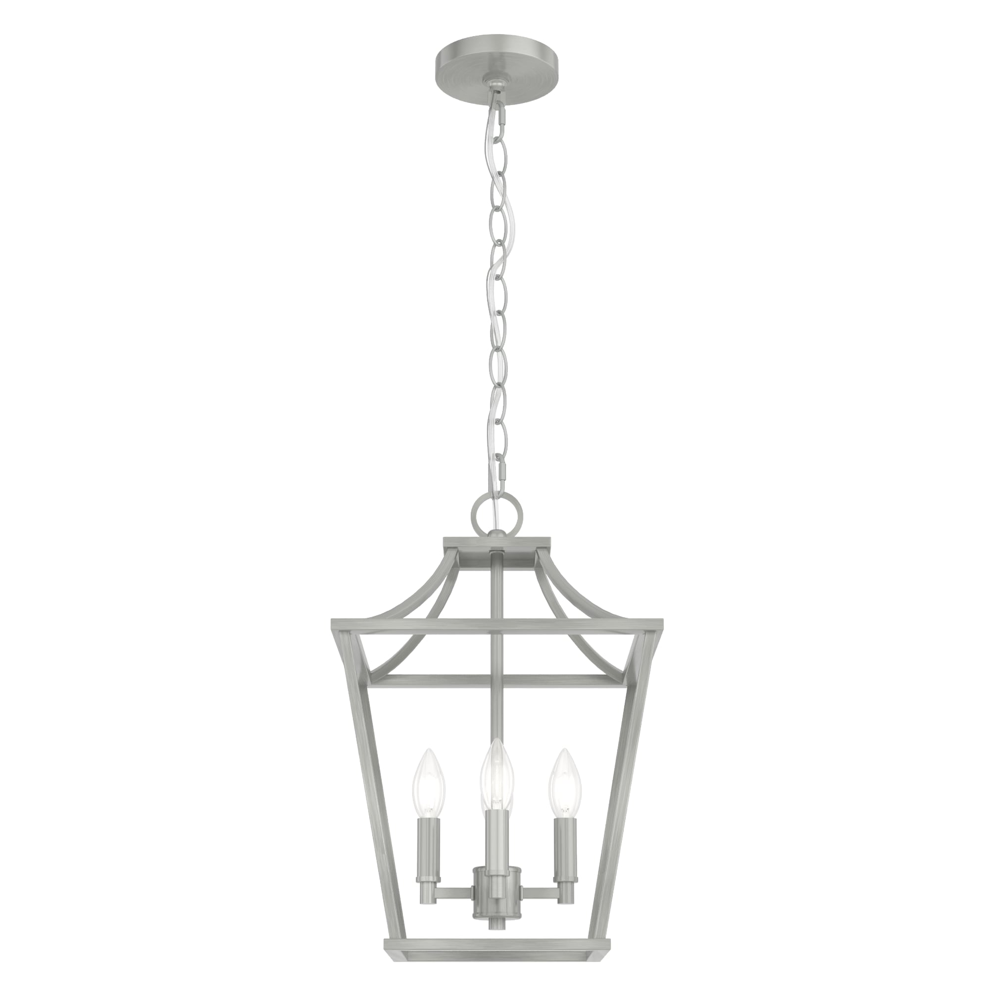 Hunter Laurel Ridge 4-Light Brushed Nickel Traditional Lantern LED Medium Hanging Pendant Light