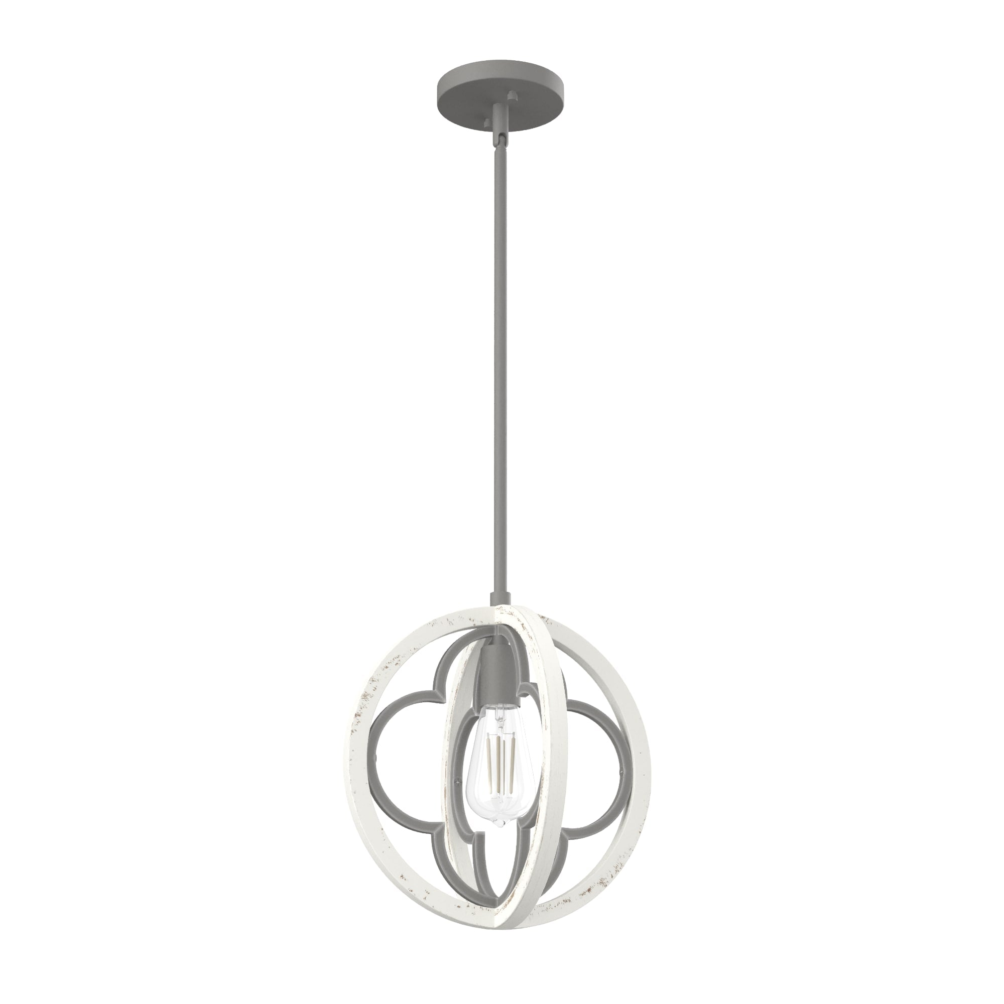 Hunter Gablecrest 4-Light Concrete with Rustic White Rustic Geometric LED Mini Hanging Pendant Light