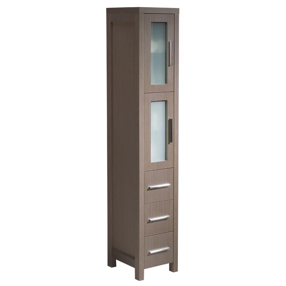 Fresca Allier 35.5-in x 25-in x 6-in Gray Oak Wood Wall-mount Linen Cabinet