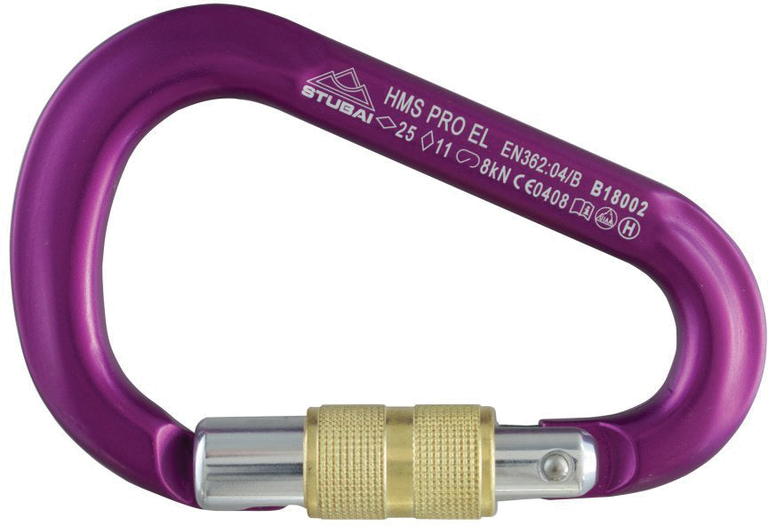 Stubai Anodized HMS Carabiners Set with Brass Locking Bar – Durable Aluminum, High-Performance Climbing Gear for Safety & Style