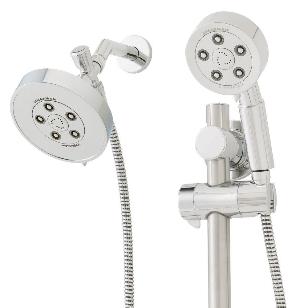 3-spray 4.75 in. Dual Shower Head and Handheld Shower Head in Polished Chrome