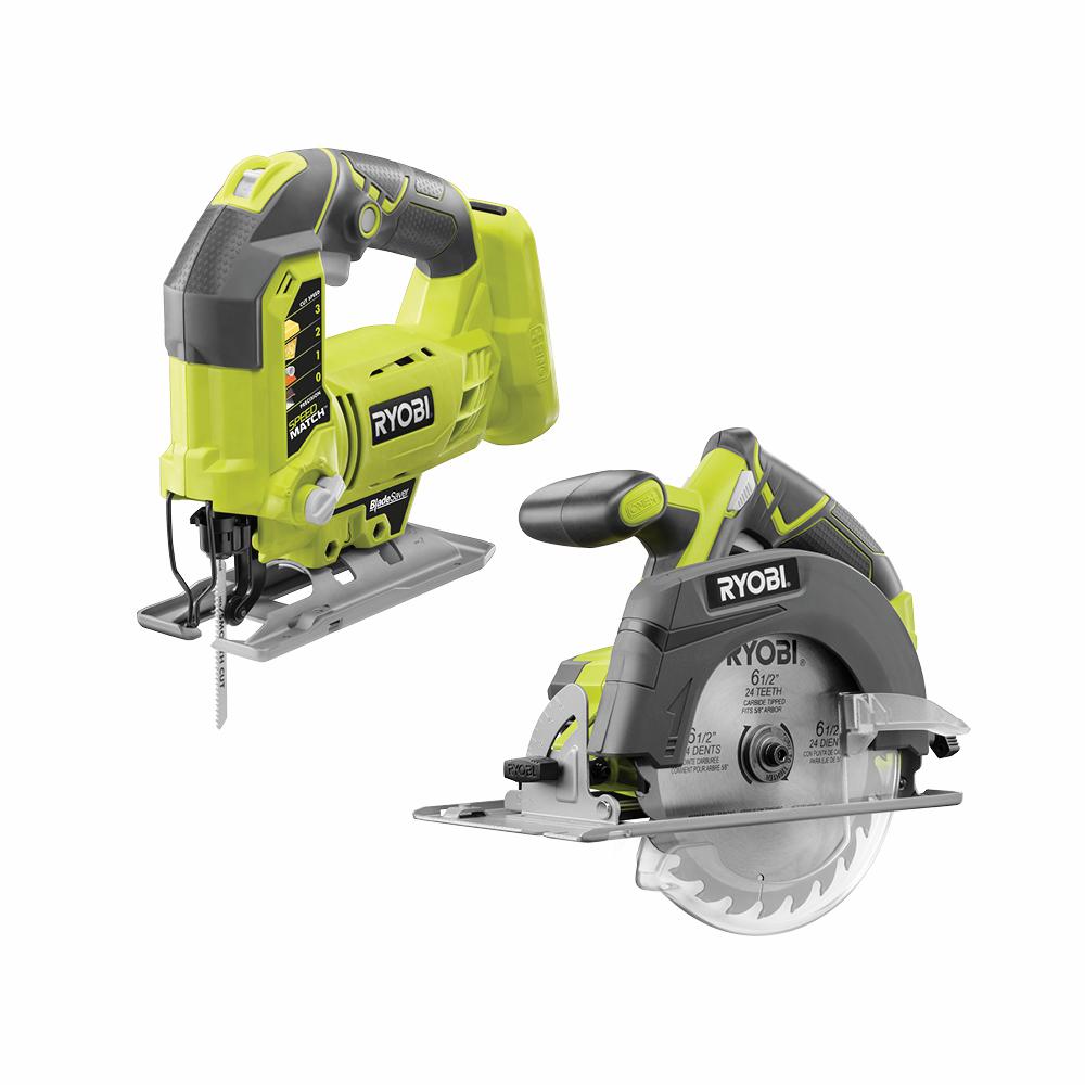 18-Volt ONE+ Lithium-Ion Cordless 6-1/2 in. Circular Saw and Orbital Jig Saw (Tools Only)