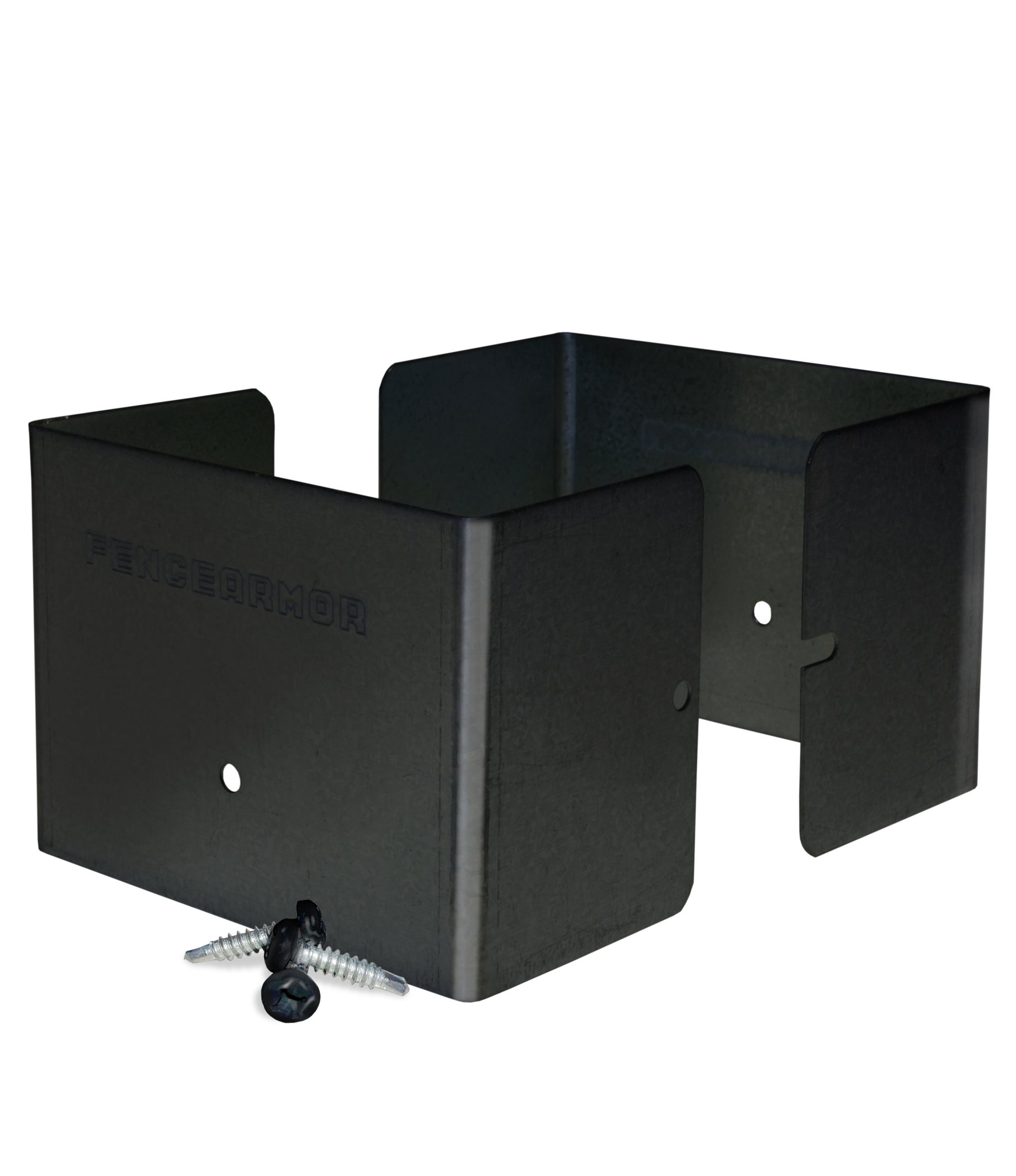 Fence Armor Full Protection Post Guard 6-in Powder Coated Black Galvanized Steel Bracket For Multiple Fence Types