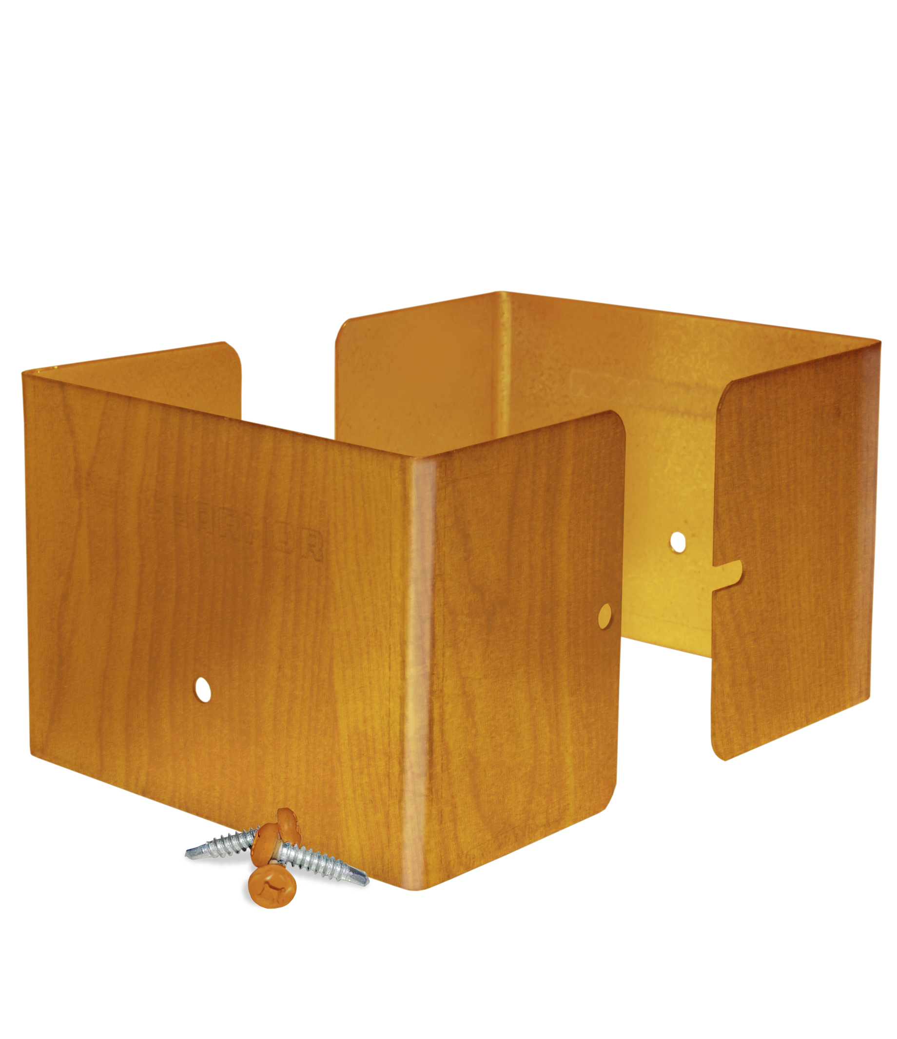 Fence Armor Full Protection Post Guard 3.5-in Powder Coated Decoral Redwood Galvanized Steel Bracket For Multiple Fence Types