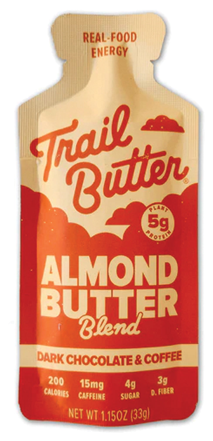 Trail Butter Dark Chocolate and Coffee Almond Butter 1.15 oz - Energizing Nut Butter Snack Pack of 12