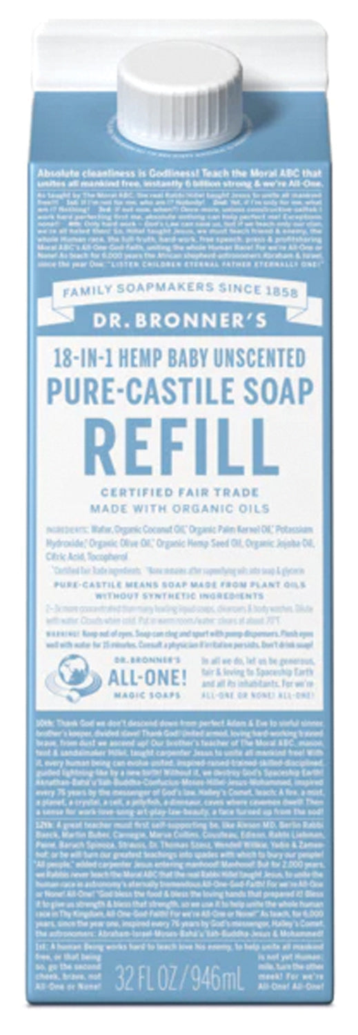 Dr. Bronner's Baby Mild 32 Oz Refill Carton: Gentle and Nourishing Soap for Sensitive Skin