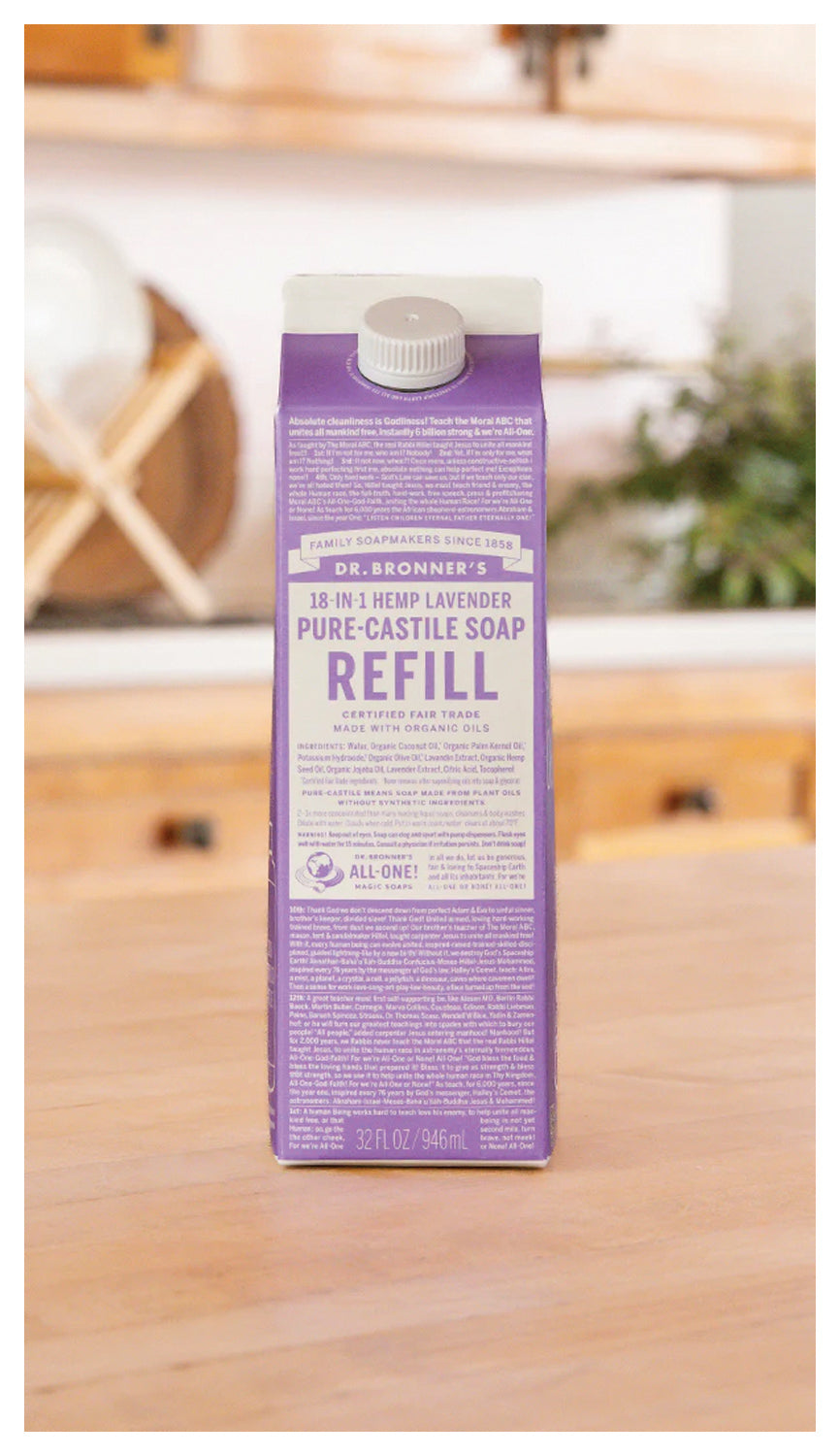 Dr. Bronner's Lavender 32 Oz Refill Carton: Eco-Friendly and Soothing Lavender Scent