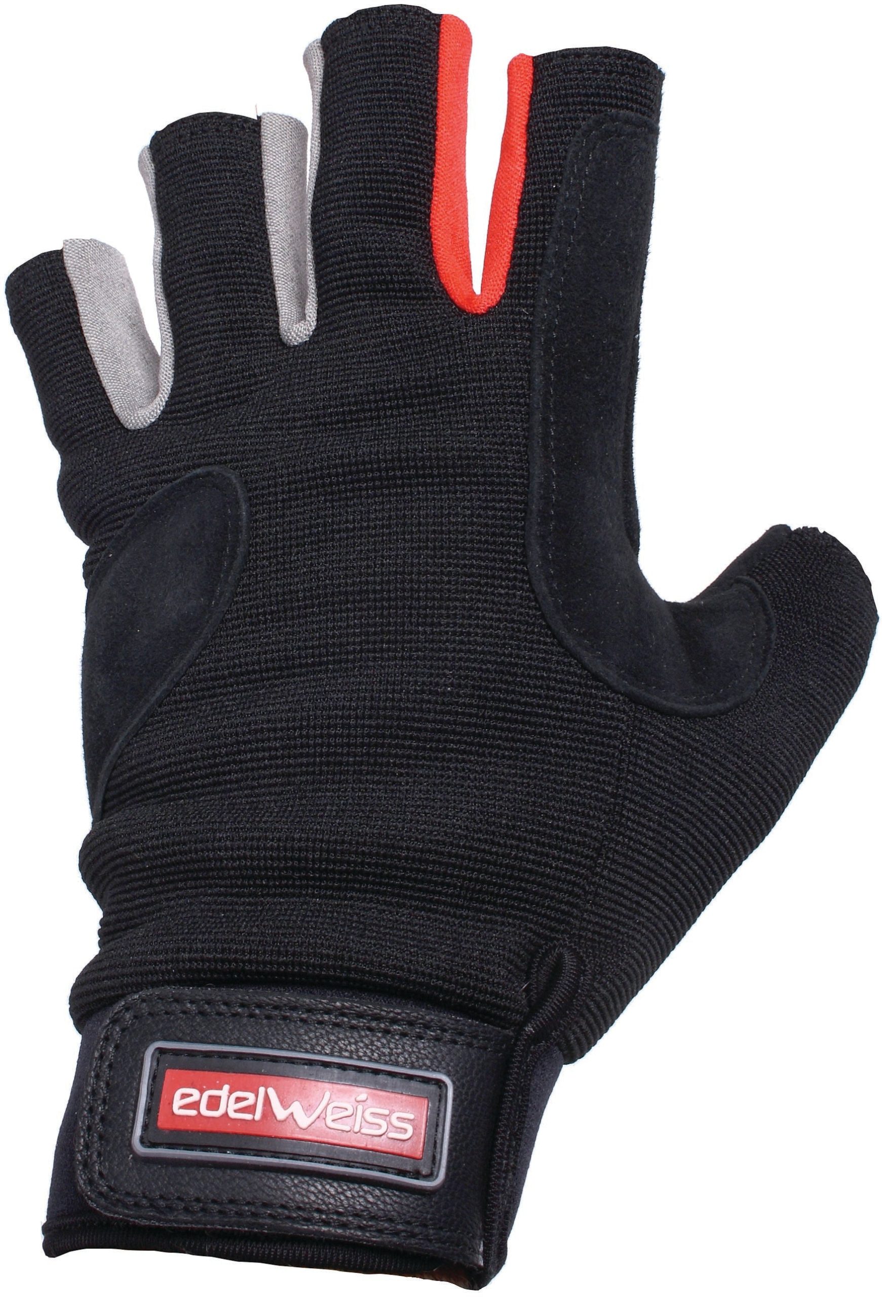 Edelweiss Fingerless Leather Gloves - Durable, Abrasion-Resistant Cycling Gloves for Belay, Rappel & Via Ferrata, Stylish & Flexible Fit